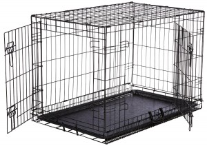 Dog Wire Black Metāla suņu būris ar 2 durvīm, plastmasas apakšu S 60x45x51cm