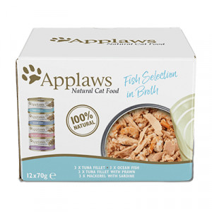 Applaws Fish Collection kaķu konservu izlase - zivis 4 veidi 70g x 12gb