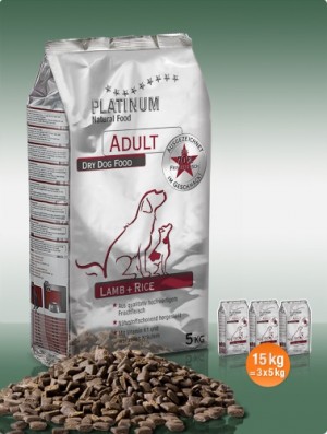 Platinum Dog Adult Lamb & Rice sausā barība suņiem Jēra gaļa 15kg (3x5kg)