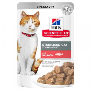 Hills Cat STERILISED konservi kaķiem Lasis 85g