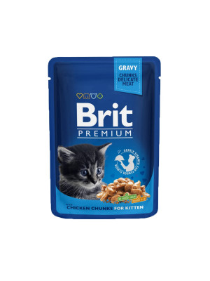 Brit Premium Chunks KITTEN konservi kaķēniem Vista mērcē 100g