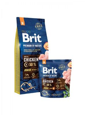 Brit Premium By Nature JUNIOR M sausā barība kucēniem, Vista 15kg
