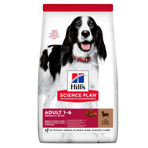 HILLS Dog Medium Adult sausā barība vidējiem suņiem Jērs, rīsi 18kg