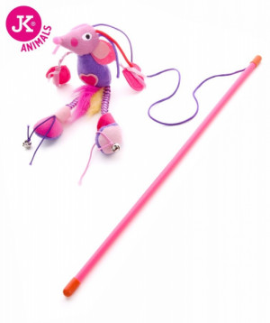 Rotaļlieta kaķiem Makšķere Rozā pelīte ar astītēm 40cm