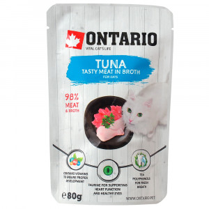 Ontario Pouch konservi kaķiem Tuncis buljonā 80g