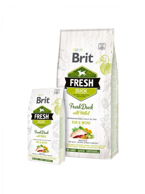 Brit Fresh Duck Millet Adult Run & Work sausā barība suņiem Pīle 2.5kg