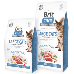 Brit Care Cat GF Large Cats bezgraudu sausā barība kaķiem Pīle, vista 7kg