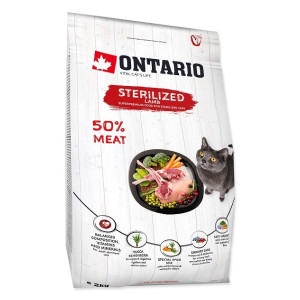 Ontario CAT STERILISED sausā kaķu barība Jērs 2kg