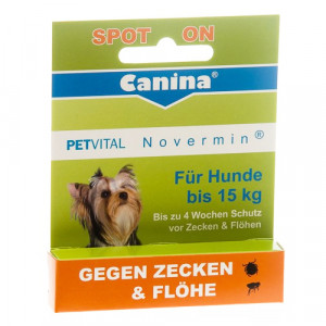 Canina Petvital Novermin Dog bio pilieni suņiem līdz 15kg pret ektoparazītiem 2ml