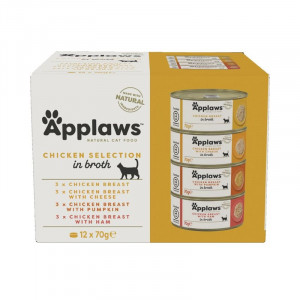 APPLAWS CAT COLLECTION CHICKEN kaķu konservu izlase Vista buljonā 4 veidi 70g x 12gb