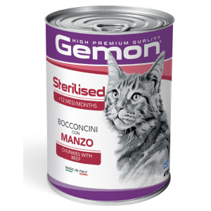 GEMON CAT CHUNKIES STERILISED BEEF kaķu konservi gabaliņi Liellops 415g