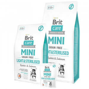 BRIT CARE MINI GF LIGHT & STERILISED bezgraudu sausā barība suņiem Trusis 2kg