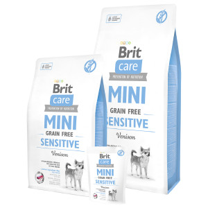 BRIT CARE MINI SENSITIVE GF bezgraudu sausā barība jutīgiem suņiem, Briedis 7kg