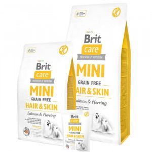 BRIT CARE MINI GF HAIR & SKIN bezgraudu sausā barība mazo šķirņu suņiem Lasis 2kg