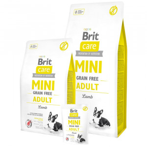 BRIT CARE MINI GF ADULT LAMB bezgraudu sausā barība mazo šķirņu suņiem Jērs 2kg