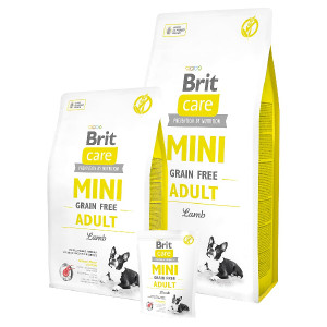 BRIT CARE MINI GF ADULT LAMB bezgraudu sausā barība mazo šķirņu suņiem Jērs 7kg