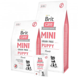 BRIT CARE MINI GF PUPPY LAMB bezgraudu sausā barība kucēniem Jērs 2kg