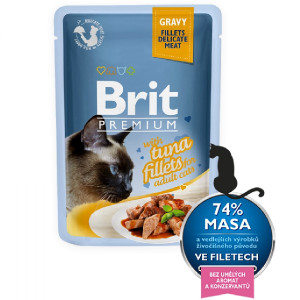 BRIT PREMIUM DELICATE FILLETS TUNA konservi kaķiem Tuncis mērcē 85g