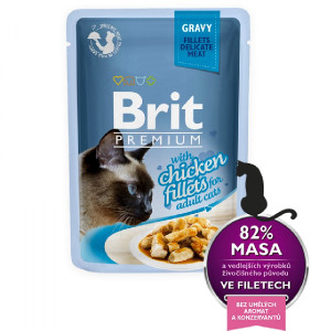 BRIT PREMIUM DELICATE FILLETS CHICKEN konservi kaķiem Vista mērcē 85g