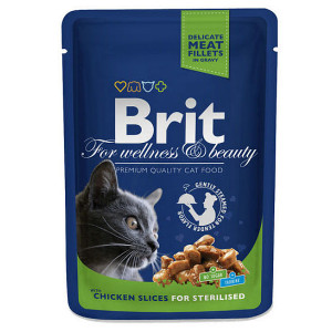 BRIT PREMIUM CHUNKS CHICKEN STERILISED konservi kaķiem Vista mērcē 100g