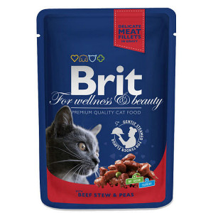 BRIT PREMIUM CHUNKS BEEF STEW PEAS konservi kaķiem Liellopu sautējums 100g