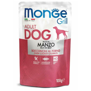 MONGE DOG GRILL POUCH suņu konservi Liellops 100g