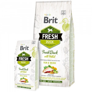 BRIT FRESH DUCK MILLET ACTIVE RUN & WORK sausā barība suņiem Pīle 2.5kg