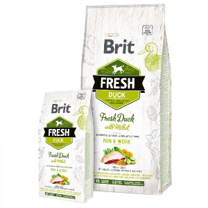 BRIT FRESH DUCK MILLET ADULT RUN & WORK sausā barība suņiem Pīle 12kg