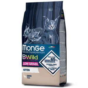 MONGE CAT BWILD LG KITTEN GOOSE mazgraudu sausā barība kaķiem Zoss 10kg