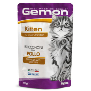 GEMON CAT CHUNKIES KITTEN CHICKEN konservi gabaliņos kaķēniem Vista 100g