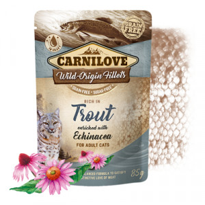 CARNILOVE CAT TROUT with ECHINACEA konservi kaķiem Forele mērcē 85g