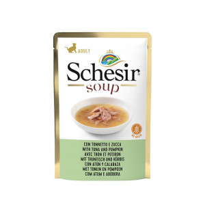 SCHESIR CAT SOUP konservi kaķiem Tuncis ar ķirbi zupā 85g