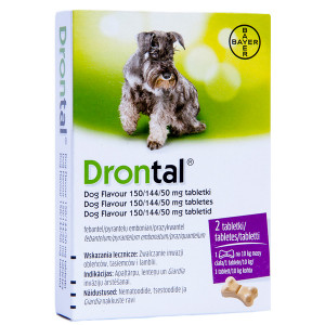 DRONTAL DOG FLAVOUR 150/144/50MG TABLETES SUŅIEM 10KG N2