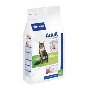 VIRBAC HPM CAT ADULT NEUTERED ENTIRE sausā kaķu barība Lasis 1.5kg