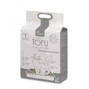 VELVET PAW TOFU pakaiši kaķu tualetēm no sojas šķiedrām ar ogli Charcoal 2.6kg 6L