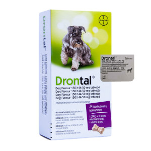 DRONTAL DOG FLAVOUR 150/144/50MG TABLETES SUŅIEM 10KG N1