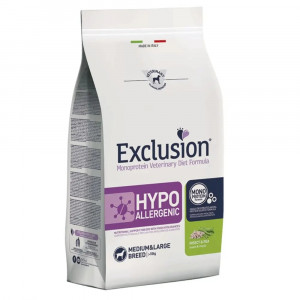 EXCLUSION DOG HYPOALLERGENIC M/L sausā barība suņiem Insektu proteins, zirņi 12kg