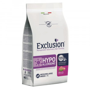 EXCLUSION DOG HYPOALLERGENIC M/L sausā barība suņiem Cūkgaļa, zirņi 12kg