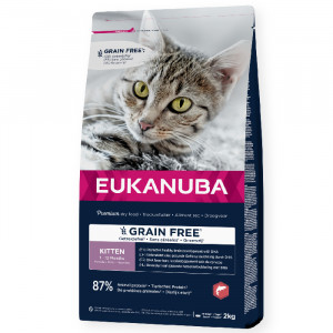 EUKANUBA KITTEN GRAIN FREE sausā barība kaķēniem Lasis 2kg