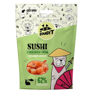 MR.BANDIT SUSHI RABBIT gardums suņiem Rullīši ar trusi un zivīm 80g