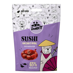 MR.BANDIT SUSHI DUCK gardums suņiem Rullīši ar pīli un zivīm 80g