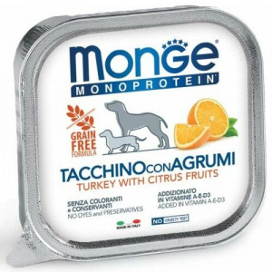 MONGE DOG MONOPROTEIN FRUITS suņu konservi pastēte Tītars, citrusaugļi 150g