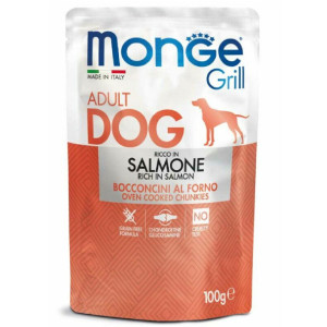 MONGE DOG GRILL POUCH suņu konservi Lasis 100g