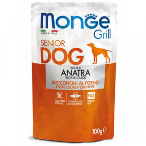 MONGE DOG GRILL POUCH SENIOR suņu konservi Pīle 100g