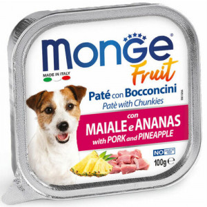 MONGE DOG FRUIT PATE PORK suņu konservi Cūkgaļa, ananāsi 100g