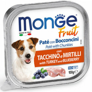 MONGE DOG FRUIT PATE TURKEY suņu konservi Tītars, mellenes 100g