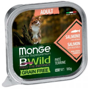 MONGE CAT BWILD SALMON konservi kaķiem pastēte Lasis, dārzeņi 100g