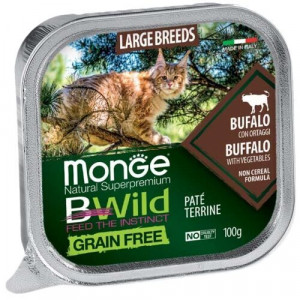 MONGE CAT BWILD BUFFALO konservi kaķiem pastēte Bifeļa gaļa, dārzeņi 100g