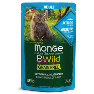 MONGE CAT BWILD ANCHOVIES konservi kaķiem Anšovi, dārzeņi 85g