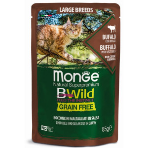 MONGE CAT BWILD LARGE BUFFALO konservi kaķiem Bifeļu gaļa, dārzeņi 85g